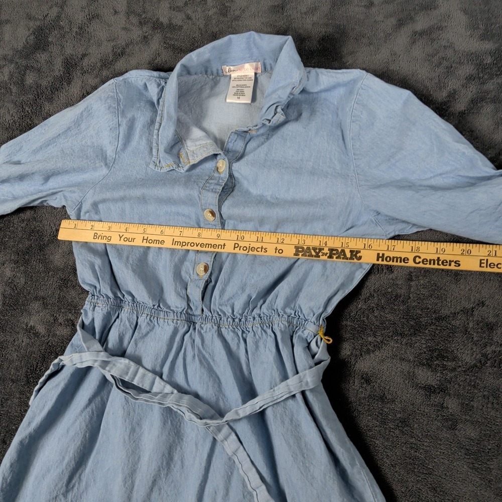 Love to be loved Girls Light Blue Denim Shirt Dress Size 16 Short Sleeve Cotton - Picture 4 of 5